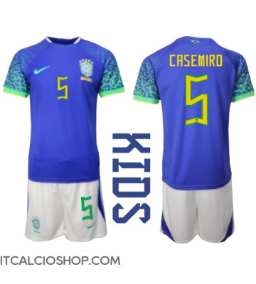 Brasile Casemiro #5 Seconda Maglia Bambino Mondiali 2022 Manica Corta (+ Pantaloni corti)